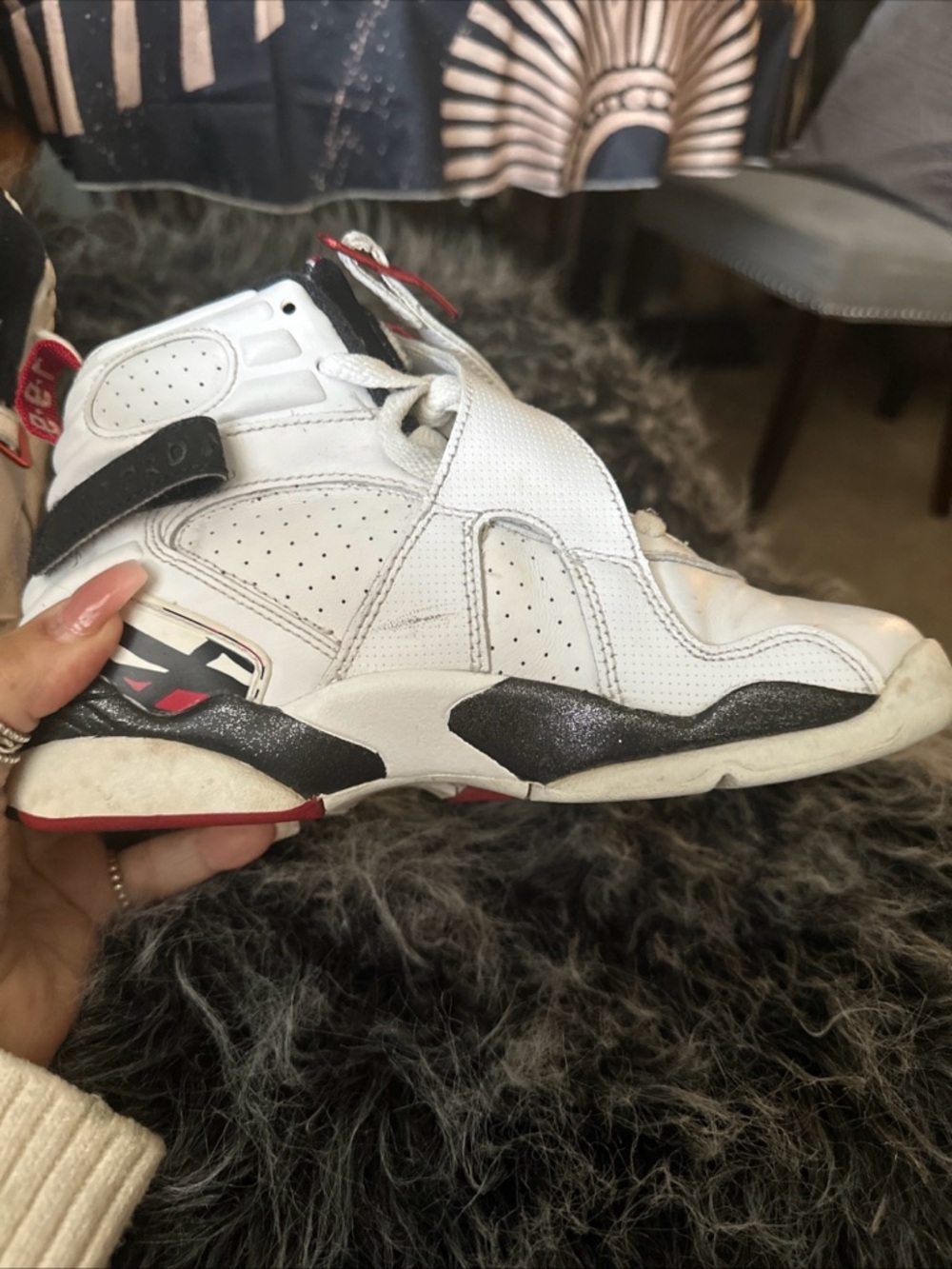 Jordan Kids White Black Red Sneakers